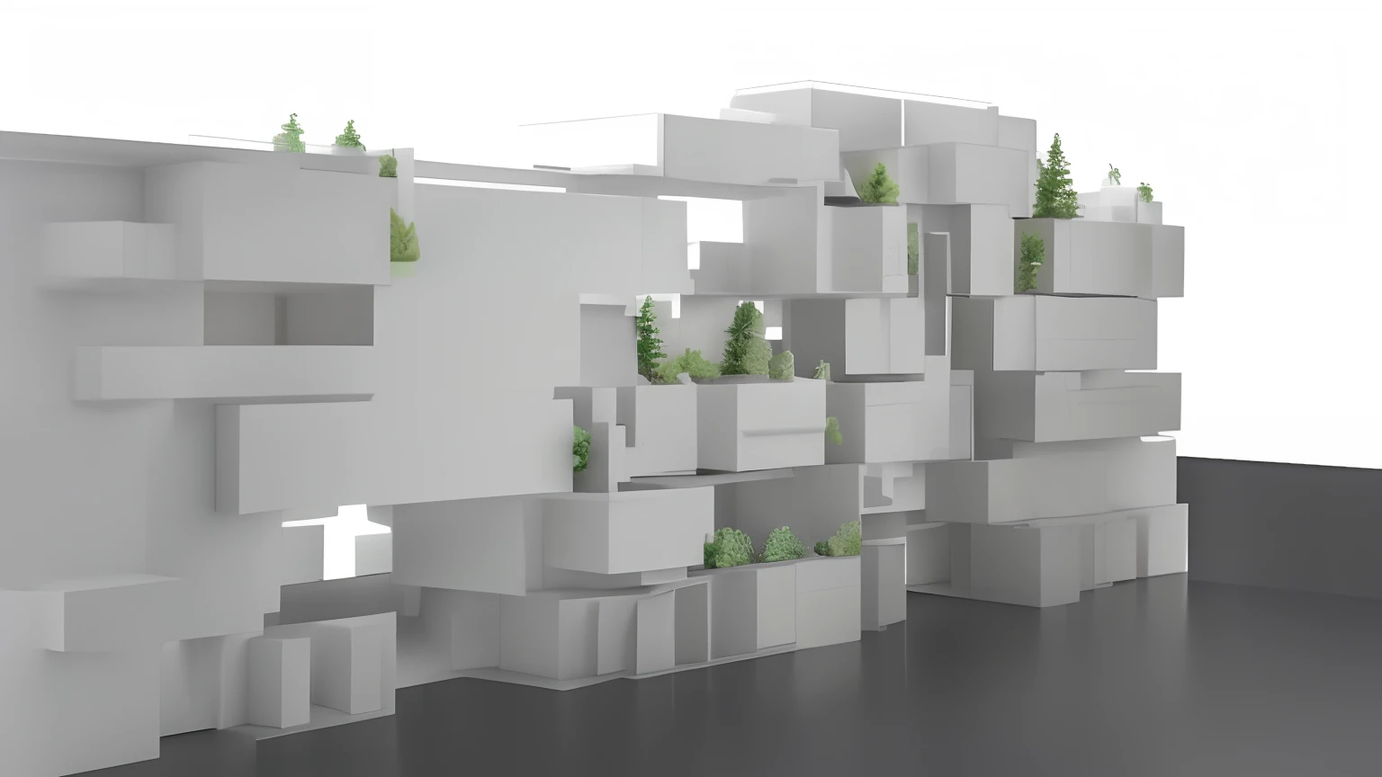 a close up of a model of a building with trees on the top, architecture render, complex 3 d render, complex 3d render, housing architecture, architecture render ”, fujimoto style