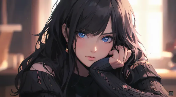 anime girl with long black hair and blue eyes, beautiful anime portrait, portrait anime girl, beautiful anime girl, anime style 4 k, smooth anime cg art, detailed portrait of anime girl, anime girl portrait, anime art wallpaper 8 k, stunning anime face por...