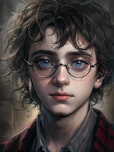 Absurdres masterpiece HDR high quality picture of a young handsome character from Harry potter portrait with a Tim Burton theme style