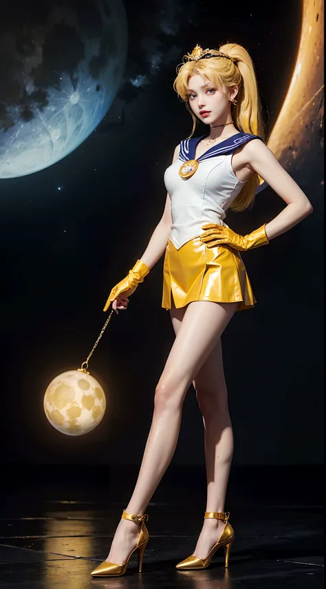 ((​masterpiece:1.4)、(top-quality:1.4)、(reallistic:1.7))、masuter piece:1.4、a beauty girl、(Sailor Moon:1.4)、Tsukino Usagi、Body Fit Sexy Sailor Senshi Uniform、(latex shiny)、(The jacket is a white sleeveless sailor suit)、(Skirt Blue Sexy Ultra Ultra Pleated Mi...