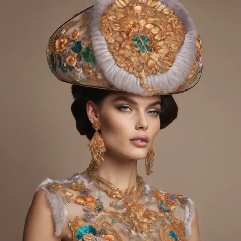 (best quality,highres:1.2),luxury pumpkin hat,velvet texture,ornate golden details,richly embroidered patterns,exquisite craftsmanship,unique and extravagant design,lush and vibrant colors,elegantly curved brim,playful and whimsical design,hints of sparkle...