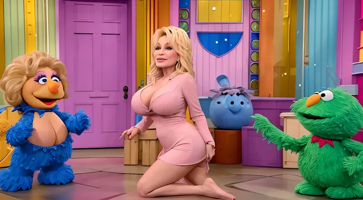 Dolly Parton with huge boobs and booty nude on Sesame Street