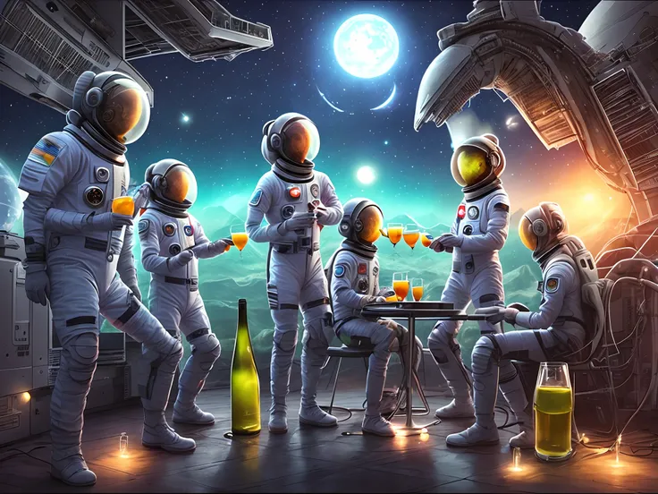 Aliens and astronauts drinking