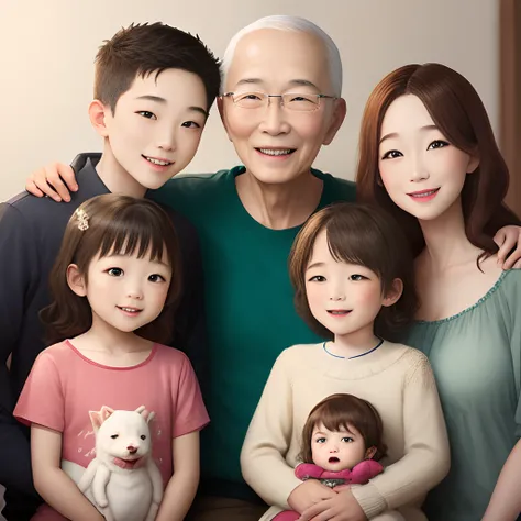 5 grandkids with their grandmother