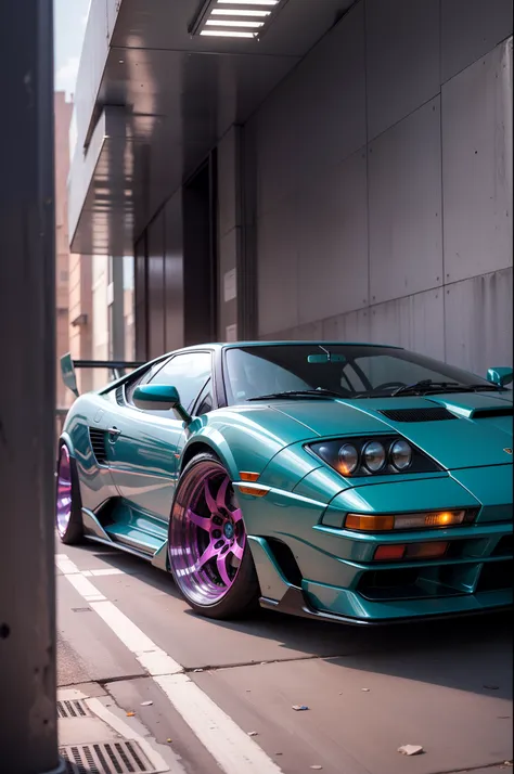 Lamborghini diablo, phonk and sythwave 80s Futuristic style --auto --s2