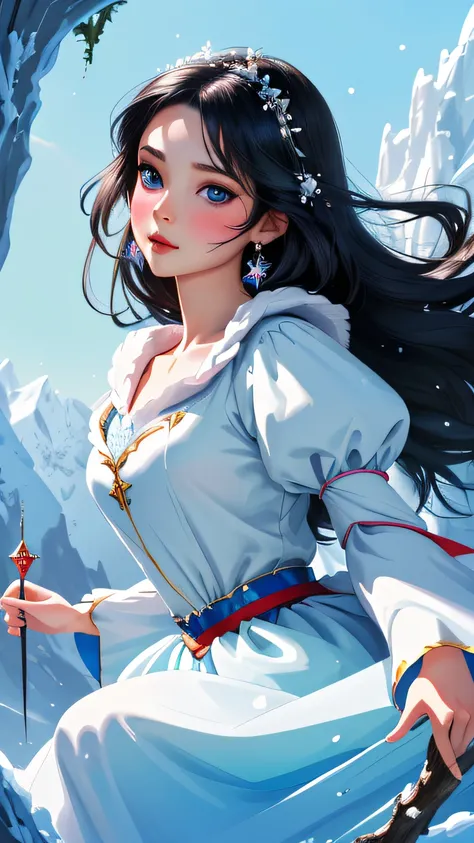 high quality, 8K Ultra HD, envision Snow White princess in her childhood, fantasy high magic concept art, fantasy art, fairy tale, high quality face expression