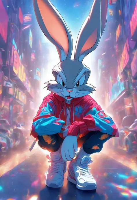 Bugs Bunny in jeans with Nike sweatshirt