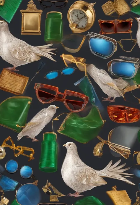 4 Matrix-style dove glasses with academic accessories