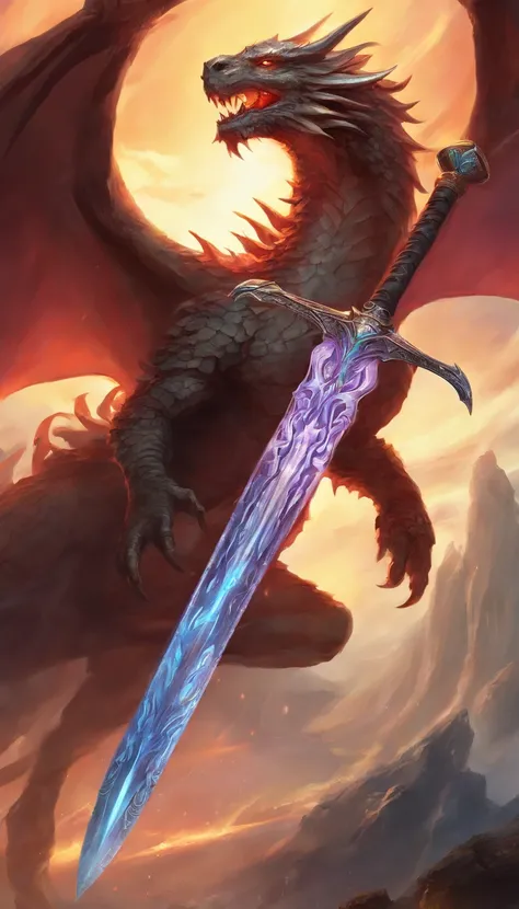 A Legendary Great Sword with Blazing Dragon Details