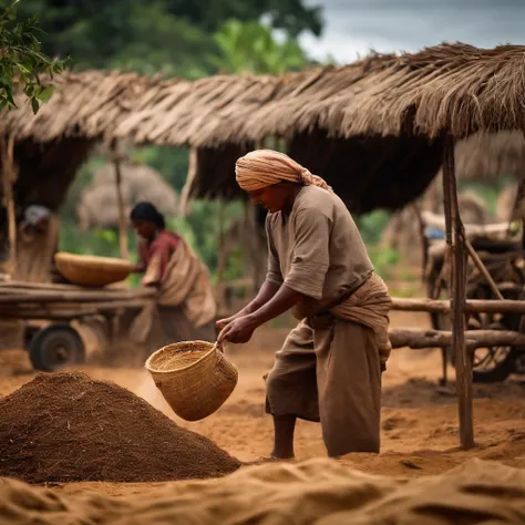 people farming with primitive technology