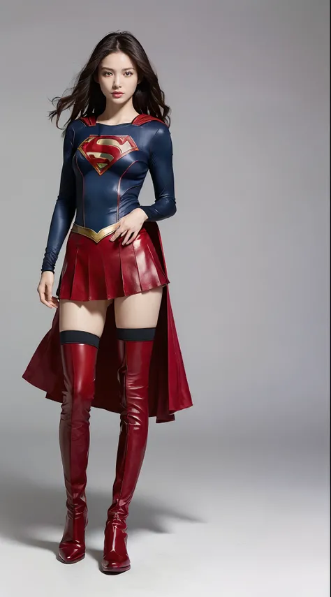 Beautiful girl fighting、japanes、Cute Beautiful Girl、(((Wear black tights on your beautiful legs.)))、(((beauty legs)))、(((Painful look)))、((((Make the most of the original image)))、(((Supergirl Costume)))、(((beautiful hairl)))、(((Injured)))、(((Feet must nec...