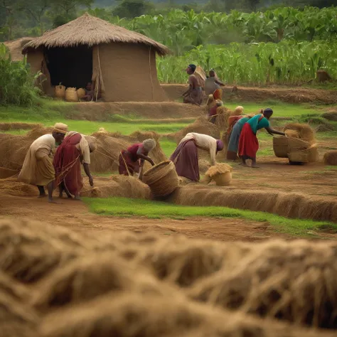 people farming with primitive technology in ancient