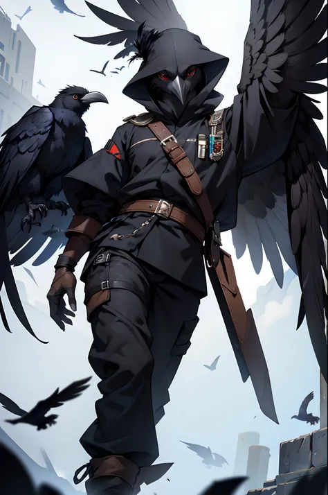 crow, Male Kenku robber with black feathers, black feathers