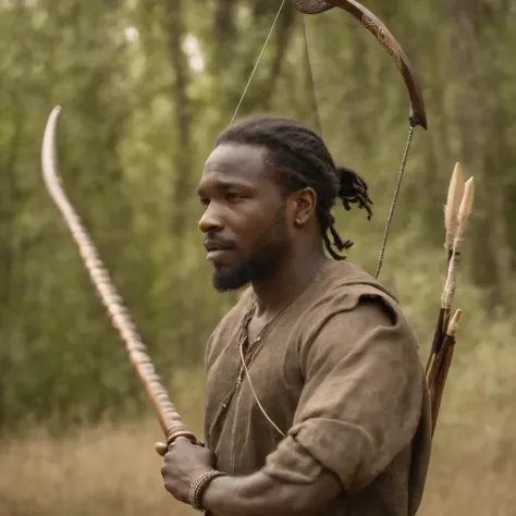 Oxossi , Homem , Guerreiro africano  , com roupa verde e um cocar de penas, Orisha of the forest that has over its domain the bow and arrow, com luz brilhante, Mshiff, Arte do papel de parede, papel de parede uhd