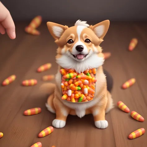 Candy corn colored corgi fursona