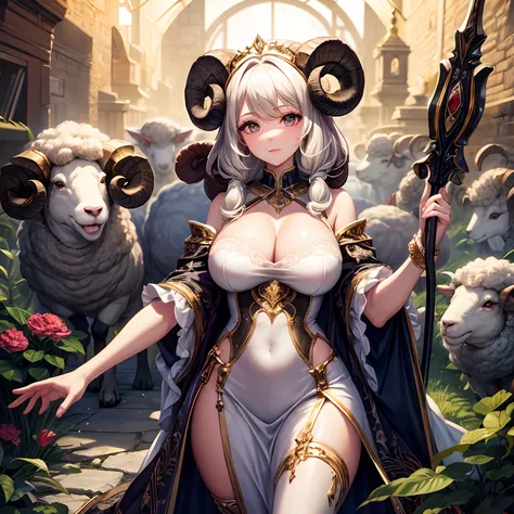 Sheep anthropomorphic beauty big illustration