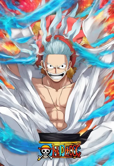 1 male, ((In the style of One Piece Wano Anime Arc)), marine from one piece, inspired by smoker from one piece, sawblade, big cloak, all white clothes, mask covering face