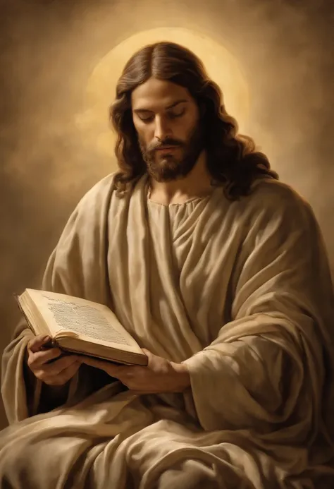 (best quality,Altas,master part:1.2),ultra-detalhado,Realistic,fotorrealista:1.37,Jesus como um juiz justo apontando o dedo para um livro aberto,julgamento justo.Jesus vestindo um manto branco com uma faixa dourada,santo e majestoso,Longas,flowing and full...