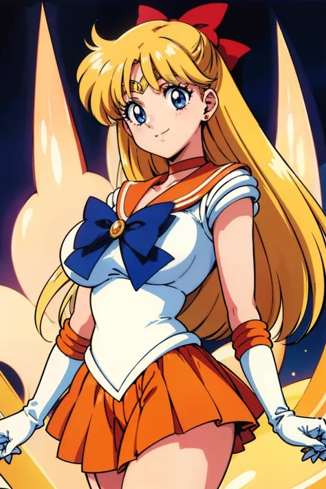 1990s \(style\), 1990s anime cels style, big eyes, best quality, high resolution, large breasts, sv1, sailor senshi uniform, ora...