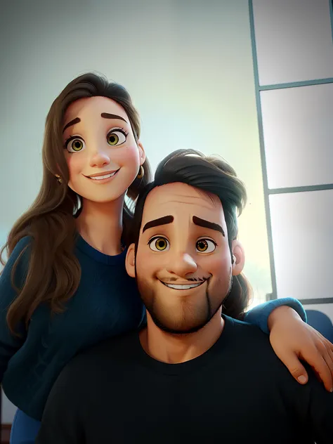 Um casal estilo disney pixar, alta qualidade, melhor qualidade, On a music stage