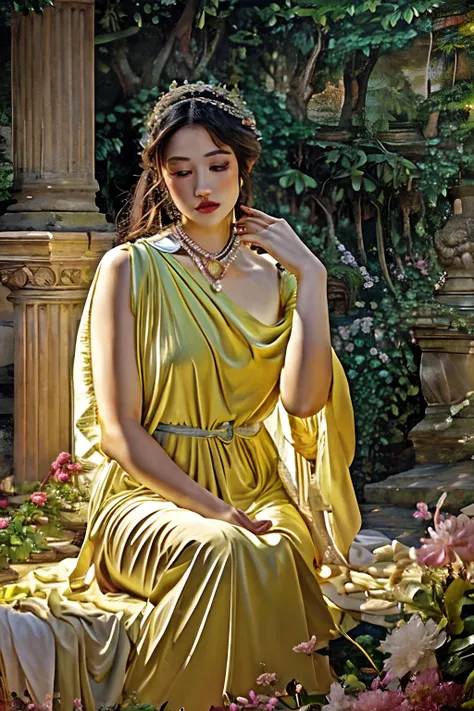 a beautiful woman in an ancient roman dress, eumachia, in hd and 8k quality with vibrant colors [vivid colors], capturing the es...