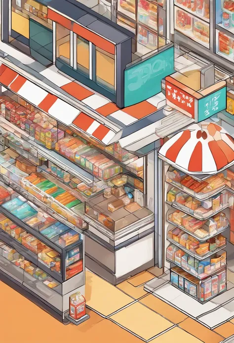 japan convenience store, isometric