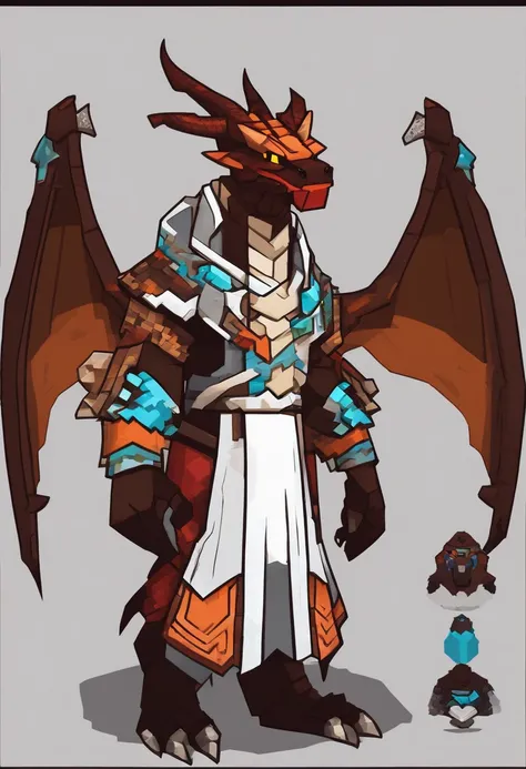 dragon, dragonborn, white accent, robes, simple robes