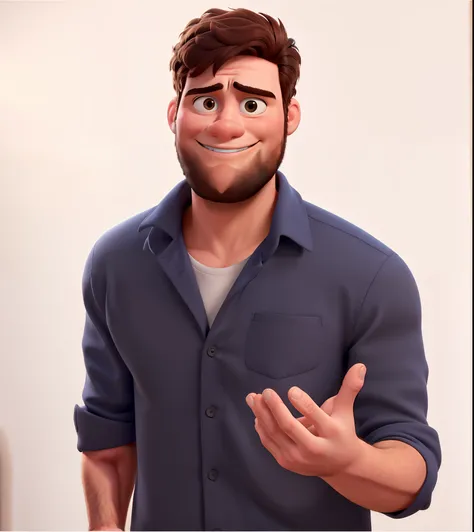 Um homem branco no estilo disney pixar, alta qualidade, melhor qualidade