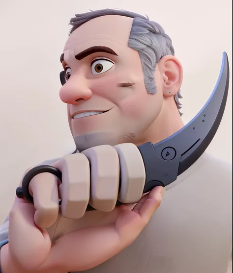 Um homen estilo pixar e Disney segurando uma faca karambit,alta qualidade,melhor qualidade