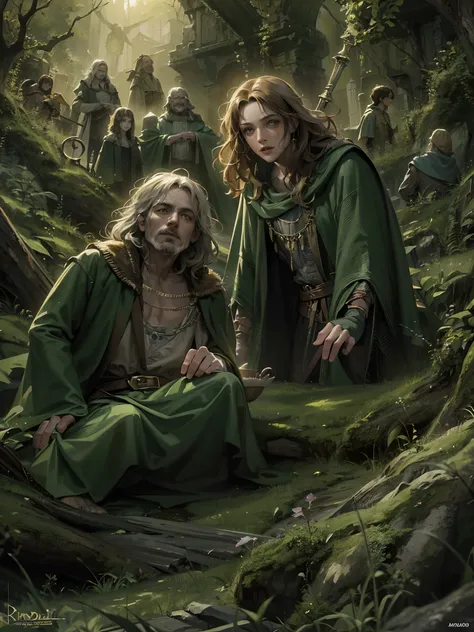 Absurdres masterpiece HDR high quality picture of a random scene from lord of the rings portrait with a Tim Burton theme style in a beautiful masterpiece background , detailed character, handsome face