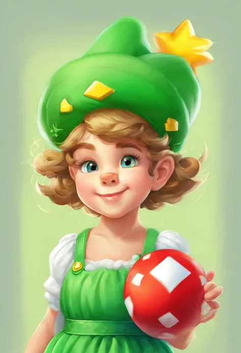 little girl with green hat and dress