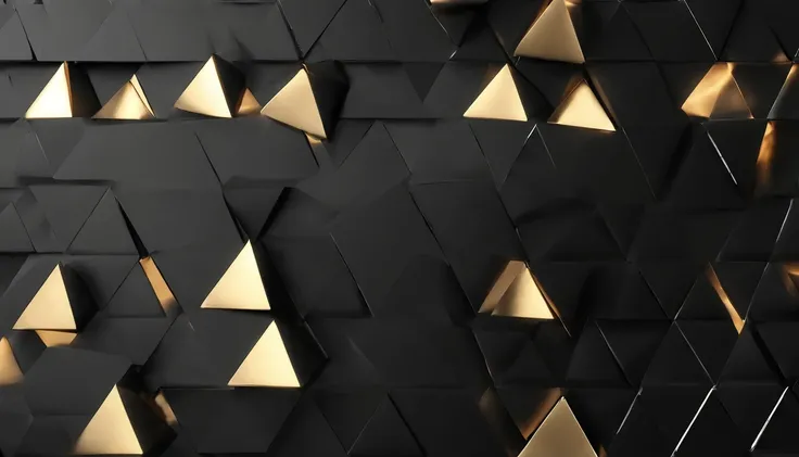 Black wallpaper with glittery 3d triangles, all in black color just putting depth or brightness on the triangle shapes