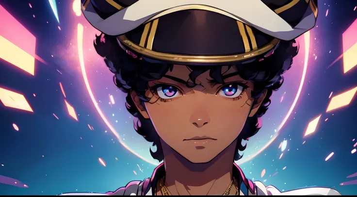 ((Bruno Mars)), anime, colorful, anime art, luminescent, expressive eyes, brown eyes