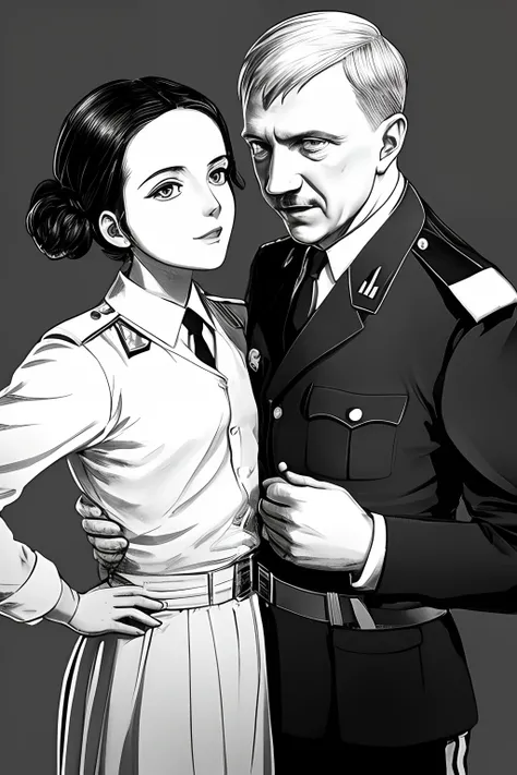 Hitler and Mussolini doing the “Finish the heart trend” from Instagram . Drawn in an Anime style