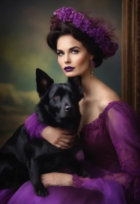 Lady with purple dog