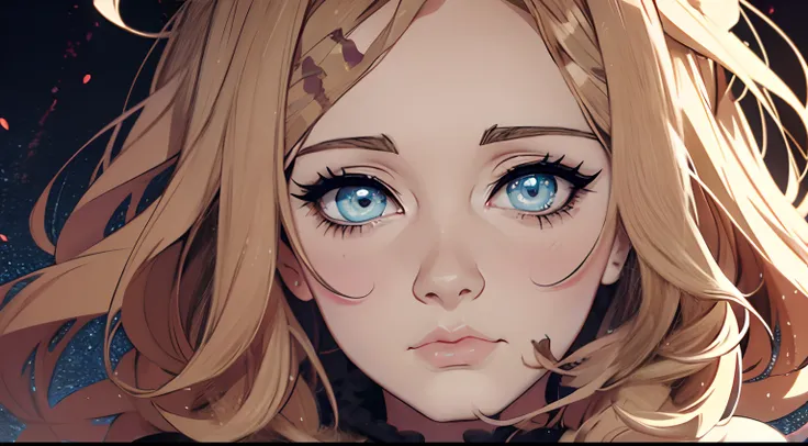 ((Adele)), anime, colorful, anime art, luminescent, expressive eyes