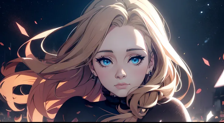 ((Adele)), anime, colorful, anime art, luminescent, expressive eyes