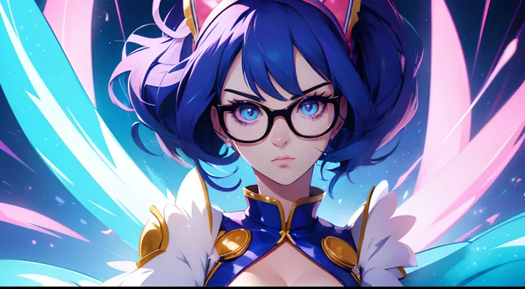 ((Katy Perry)), anime, colorful, anime art, luminescent, expressive eyes, glasses