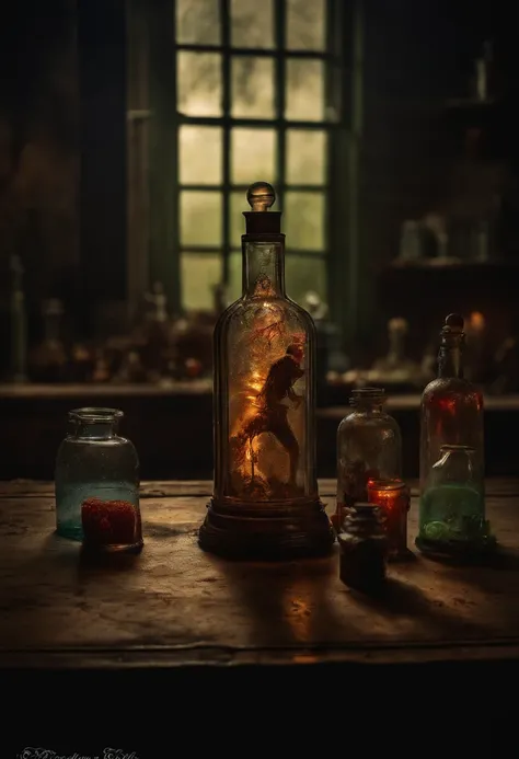 a zombies around the house of the dead  , contain within a bottle glass bottle