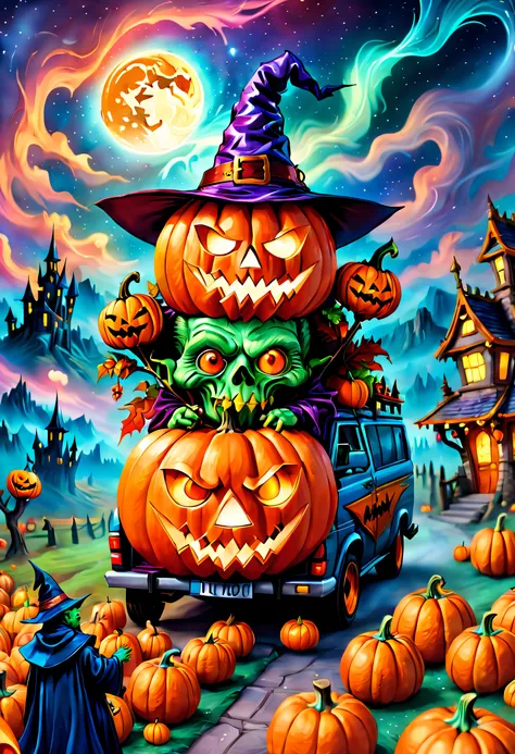 (tmasterpiece),（ultra - detailed: 1.3），best qualtiy，（glittery: 1.2），（fantasy halloween world: 1.4），(van gogh-style halloween: 1....