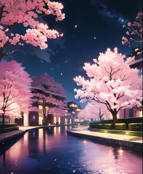 Cindy77, cindy77, solo, sakura tree, night