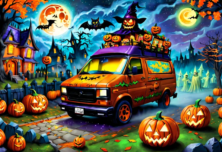 (tmasterpiece),（ultra - detailed: 1.3），best qualtiy，（glittery: 1.2），（fantasy halloween world: 1.4），(van gogh-style halloween: 1....