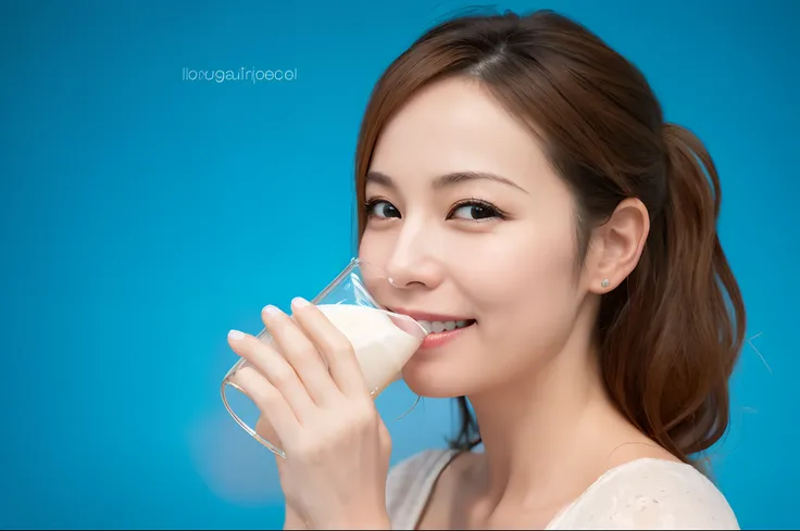 The cutest Japan idol face,40 year old woman,Drink cloudy liquid with a smile,Drink white, cloudy liquid,Spilling liquids through the mouth,Liquid drips,Liquid dripping into the mouth,drooling,Drink with a smile,Most beautiful face,Perfect camera-looking s...