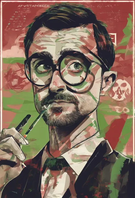 Absurd resolution, high resolution, (masterpiece: 1.4), super detailed, (((detailed face, detailed expression)),daniel radcliffe , radcliffe, harry potter, weed, blunt, smoking a blunt, green, bandana green, dark, mysterious, dobby, harry potter elf, dobby...