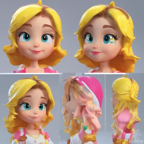 super bonito IP menina por pop mart, olhos brilhantes, querubim,Vestidinho branco, argila, Modelos, um brinquedo de caixa cega, Brilhante e delicado,fundo limpo, Bom brilho, 3D rendering of,best quality