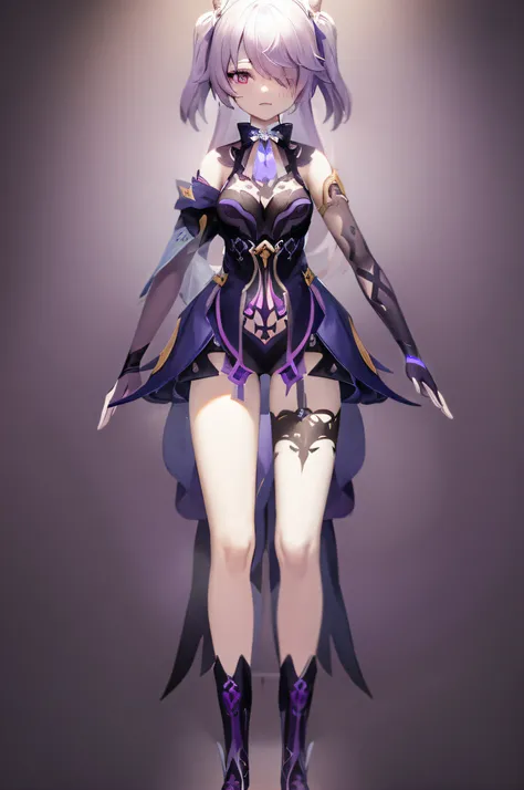 Anime character in purple costume and black boots, Ayaka Genshin impact, astral witch clothes, ayaka game genshin impact, Genshin impacts character, full body adoptable, black and violet costume, dark sorceress fullbody pose, full-body xianxia, Genshin Imp...