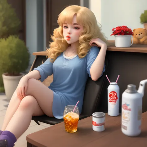 Goldilocks drinking lean by herself infront of dodge charger