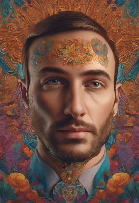 An extremely psychedelic portrait of a therapist, Surreal, LSD, face, Detailed, Intricate, elegant, agile, Highly detailed, Digital painting, Art Station, concept-art, smooth, Sharp focus, illustration