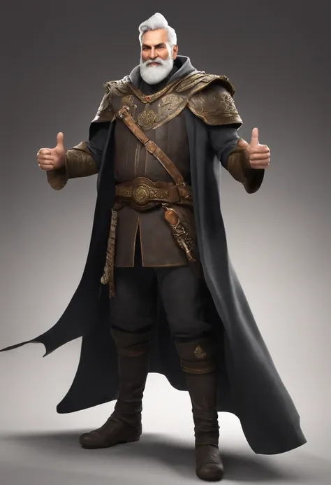 A Character Dynamic Full Body Shot Pose,Medieval Age Strong 43-year-old men with white hair and beard wear Crown Coat with black dots of skin THUMBS UP, Rey Midas usando un videojuego , character sheet, fondo blanco --ar 3:2,Poses de personajes