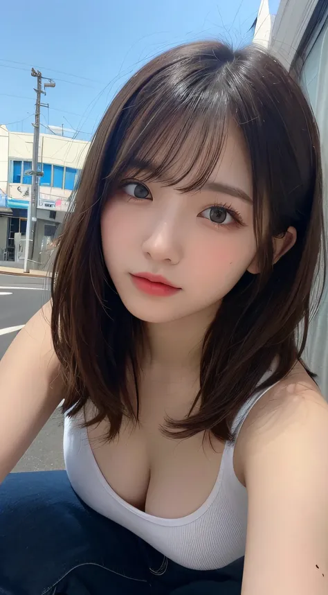 finely detail, hight resolution, hightquality、Perfect dynamic composition, Beautiful detailed eyes, Medium Hair, small tits、Natural Color Lip,Kamimei、Shibuya、20 years girl、1 persons、Transparent skin、Glowing hair、masutepiece, Best Quality, Illustration, Ult...